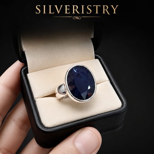 Anello zaffiro blu argento - blu,
